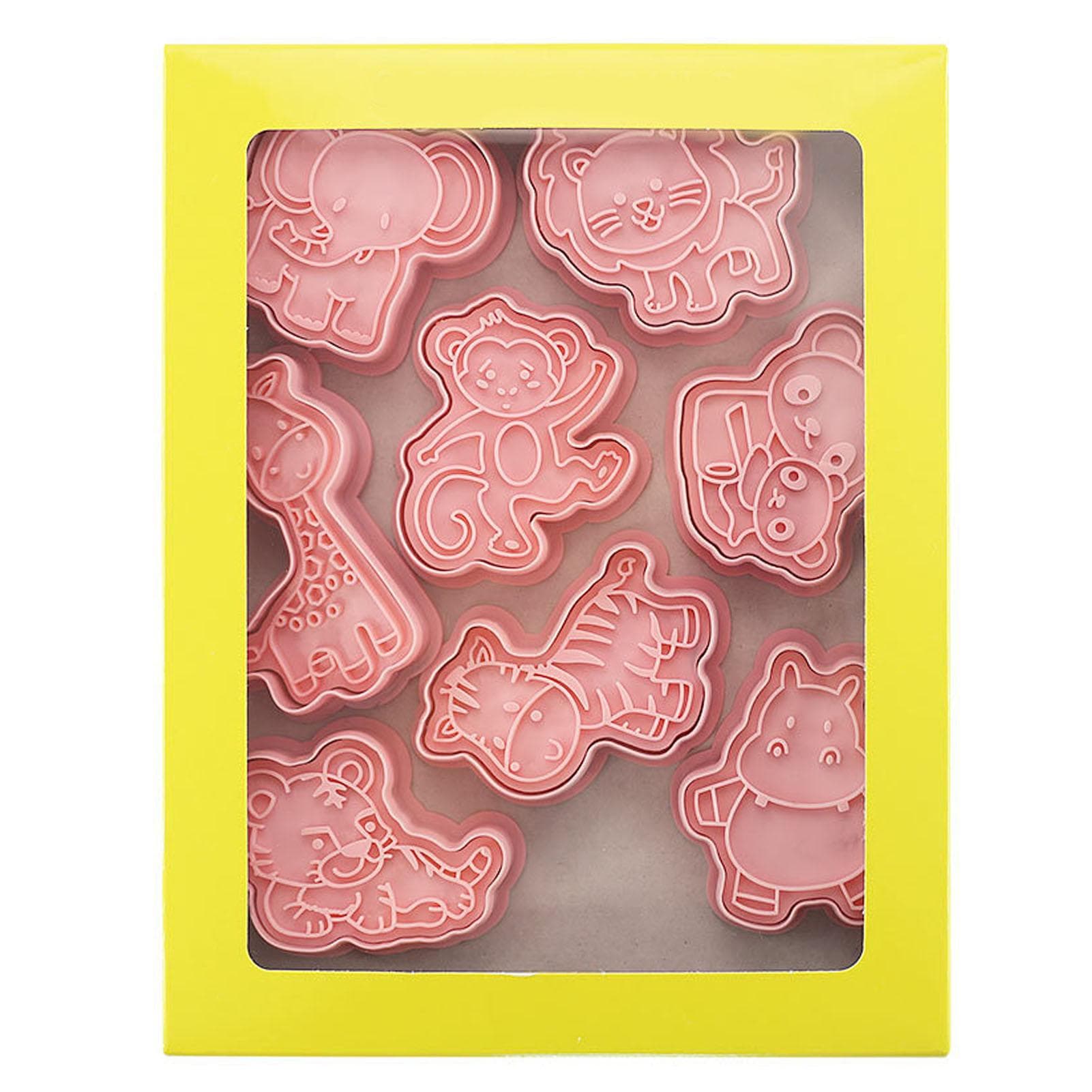 8Pcs Cookie Cutter Animal Shape Food Grade Plastic Biscuit Baking Mold Cutter for Cookies Fondant