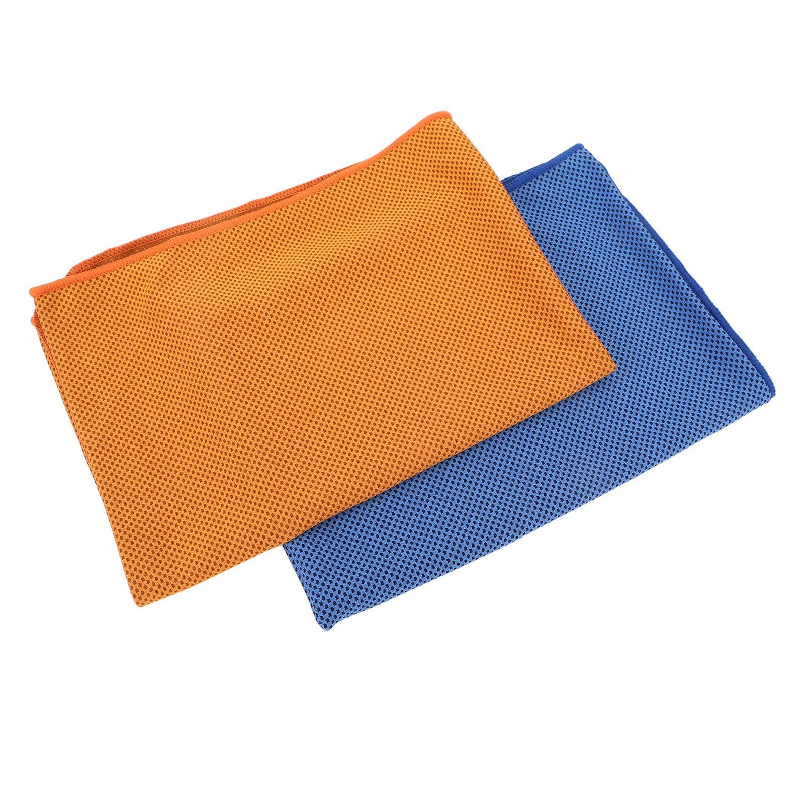 2pcs Sweat Wipe Towel Long Lasting Soft Portable Cooling Sports Chill Towel for Travel Blue Orange