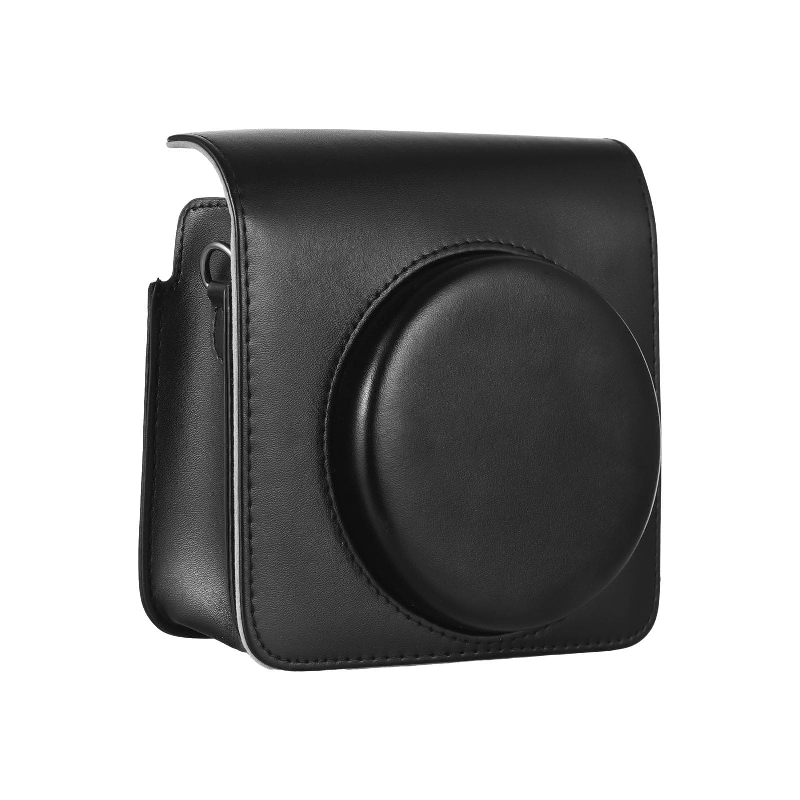 Instant Camera Storage Case Camera Bag PU Leather Magnetic Buckle with Shoulder Strap Compatible black