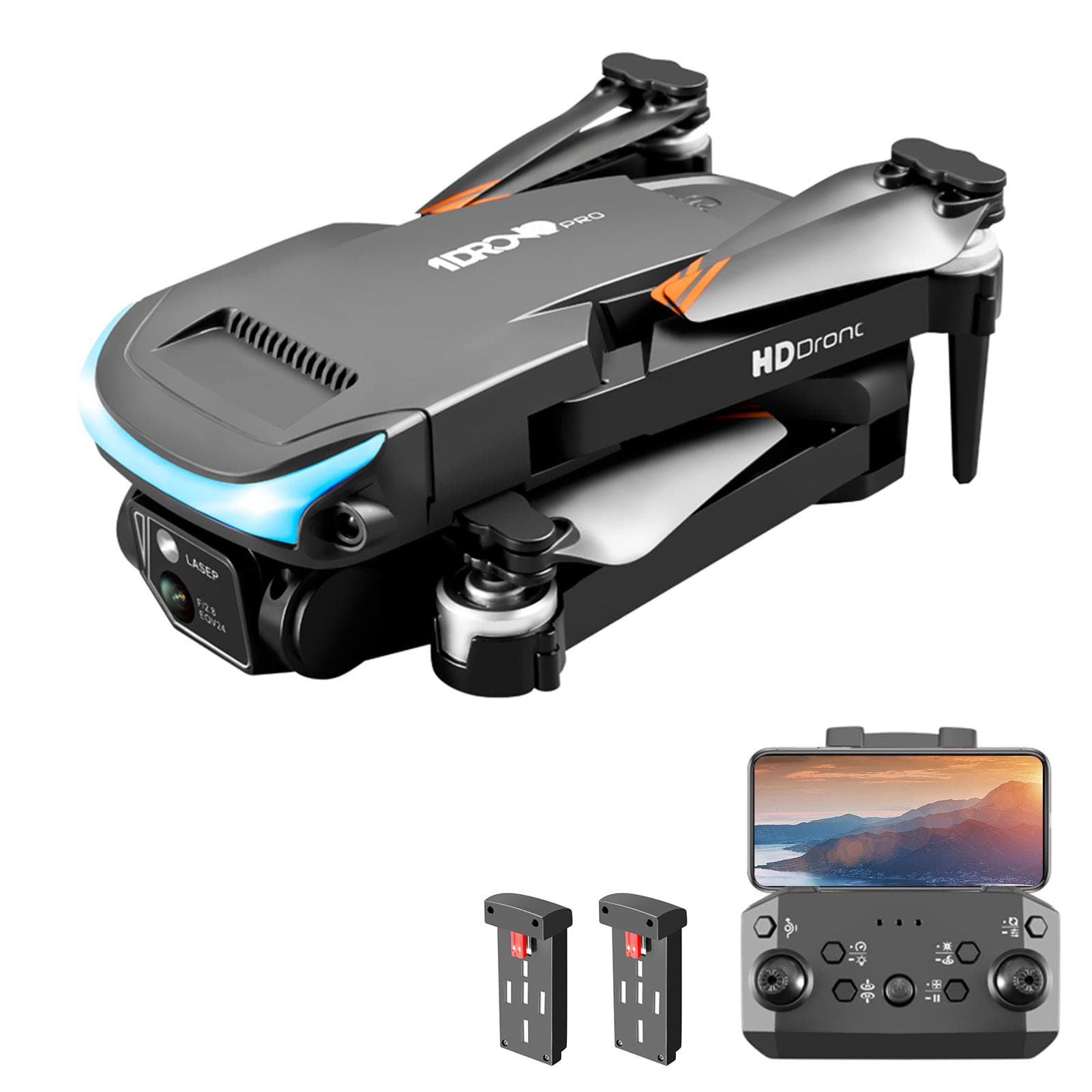 Remote Control Drone with Camera 4K Dual Camera 3-Sided Obstacle Avoidance Optical Flow Hover 2 battery black