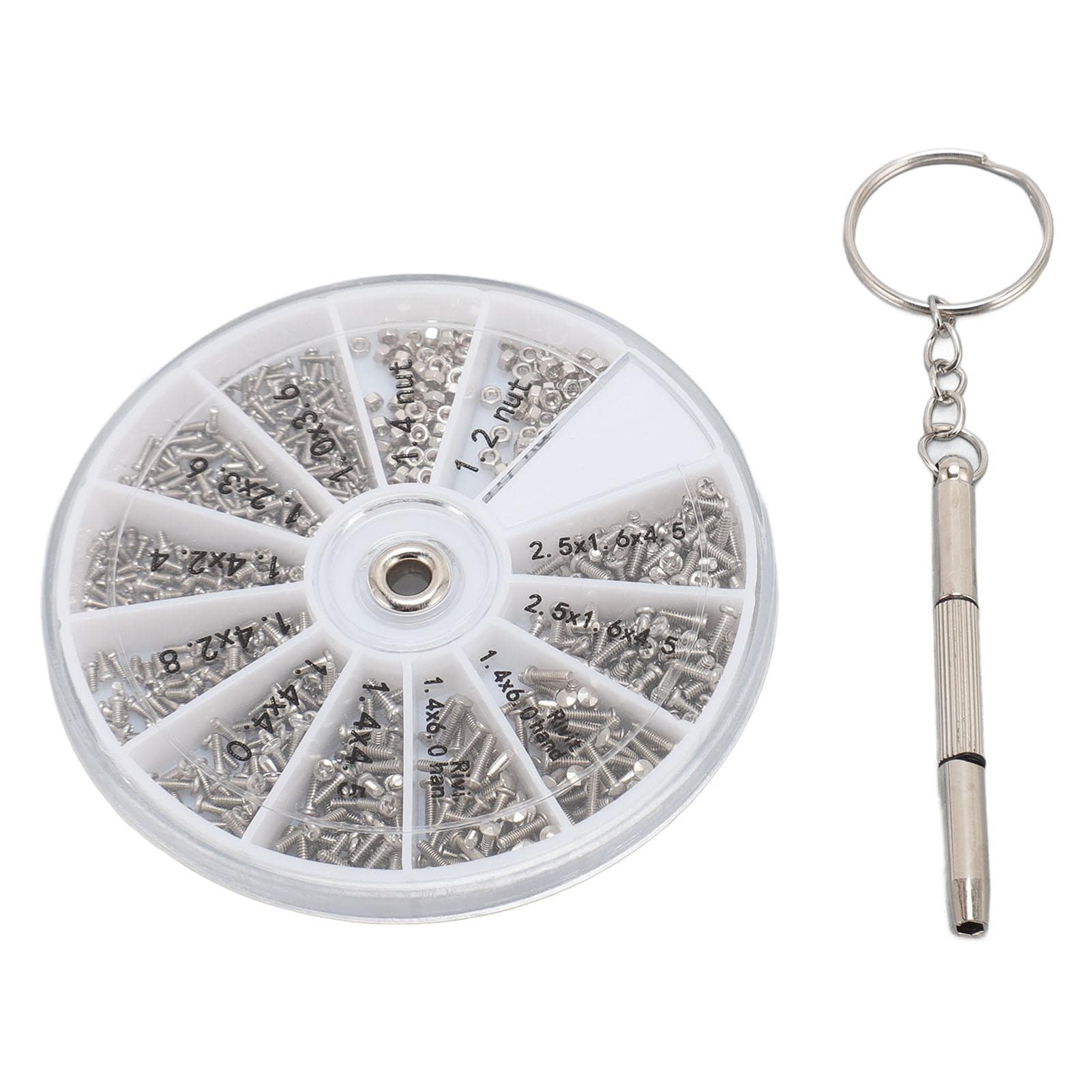 600Pcs Mini Screw and Nut Set Stainless Steel Electronic Repair Kit for Watch Glass Sunglasses PC