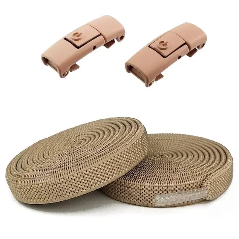 2Pcs Without Ties Elastic Laces No Tie Shoes Laces Press Lock Shoelaces Sneaker Kids Adult 8MM Widened Flat Shoelace for Shoes 100cm khaki