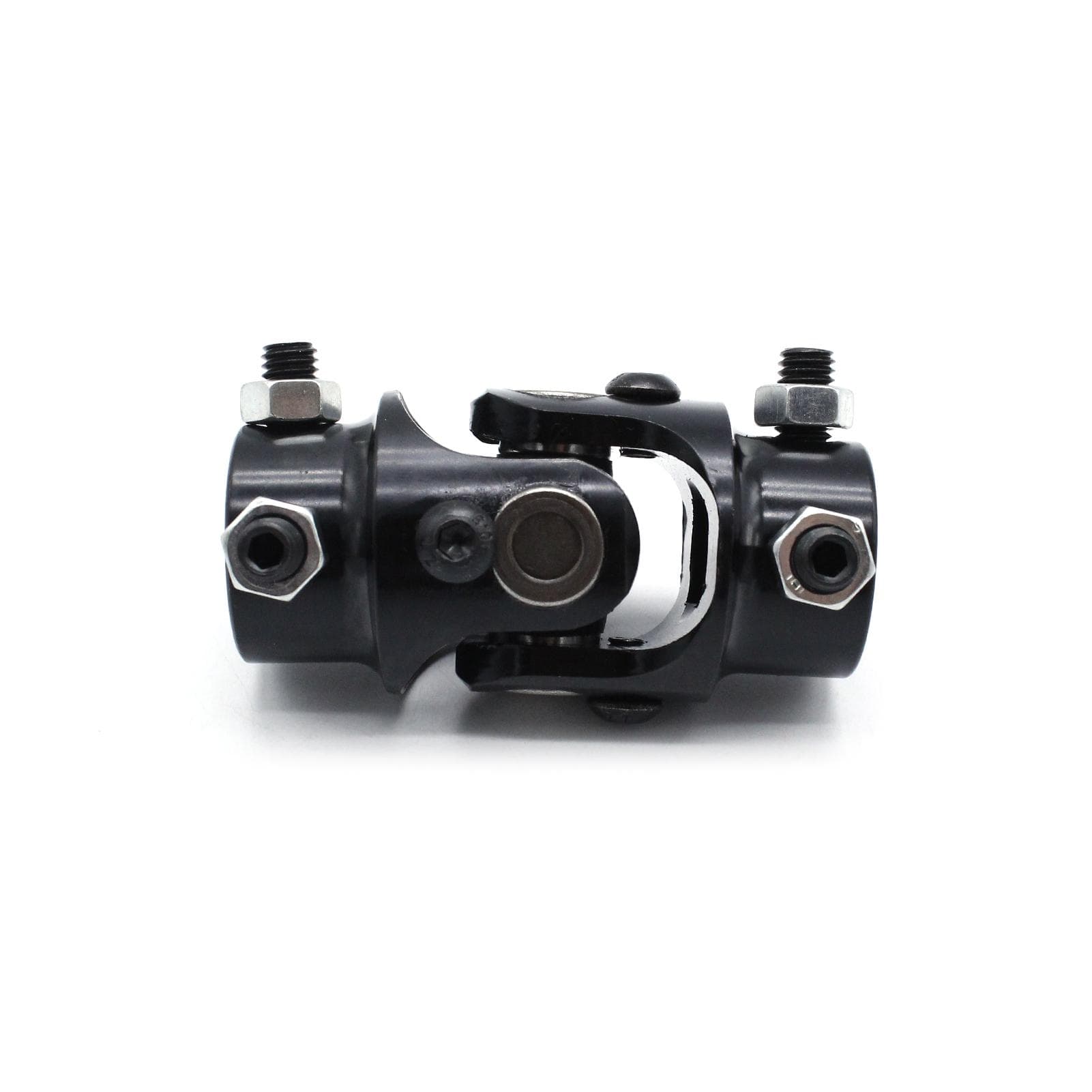 Steering Shaft U Joint Coupler 3/4in DD X 3/4in DD Black Powder Coated Universal black