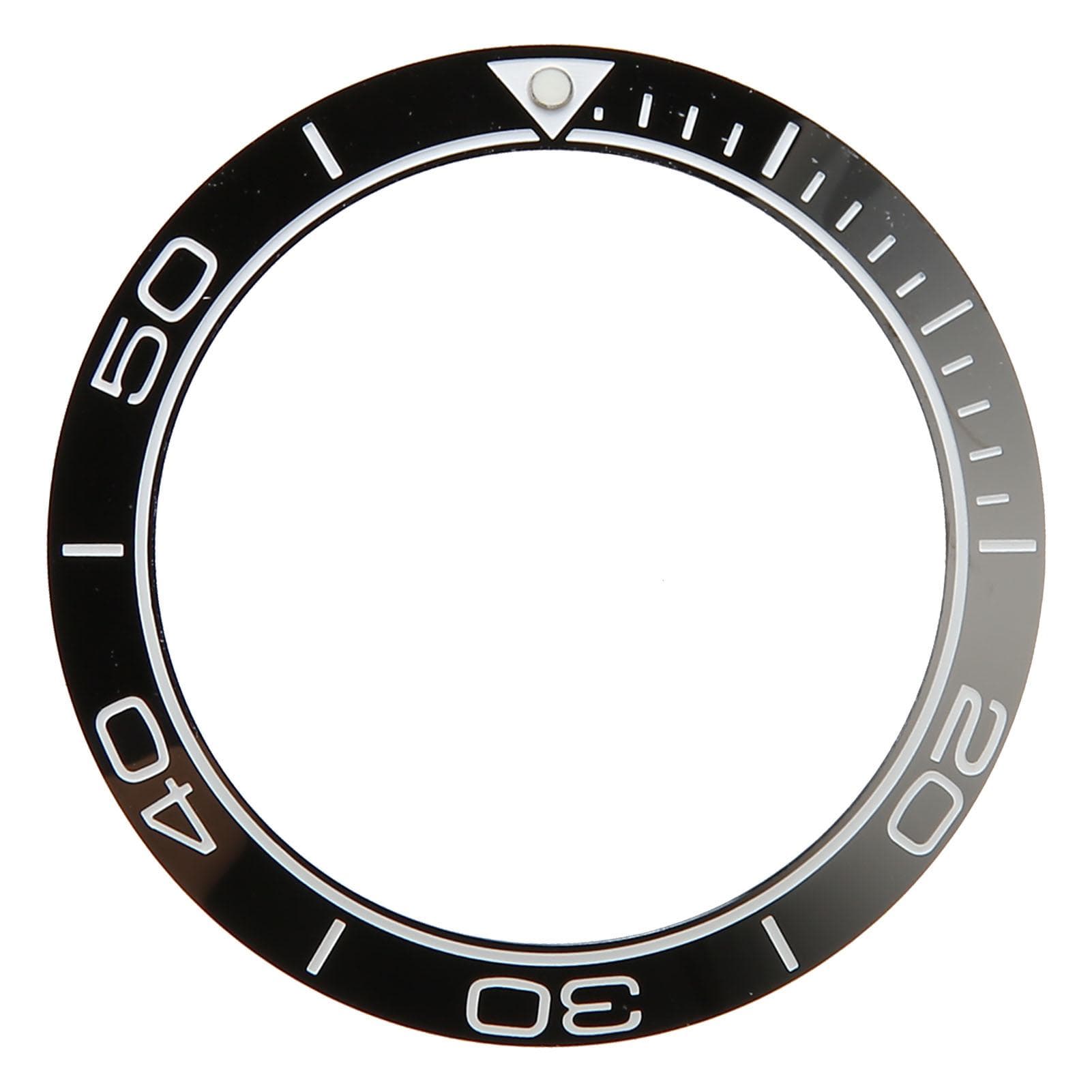 Watch Bezel Insert 41.5mm Ceramic Watch Bezel Ring Repair Replacement Accessory for Watchmaker Black Base White Digit Full Line