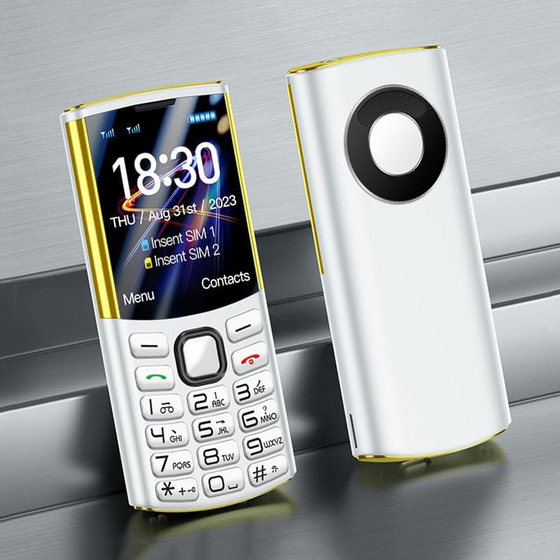 i78(H11) Mini 4G Button Mobile Phone 1.77inch Dual SIM LED Flashlight Voice King Loudspeaker Type-C Multimedia Feature Phone white