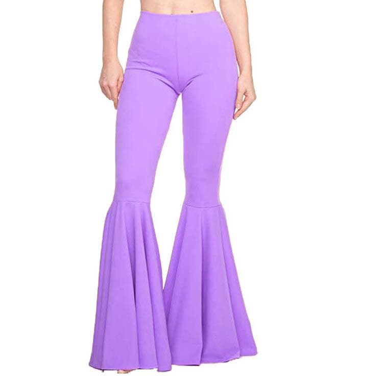 Women's High Waist Slim Fit Mermaid Flared Pants (YH8051) M light purple