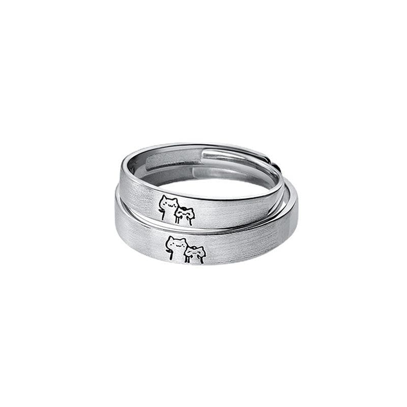 1Pair Personality Kitten Couple Open Rings For Women Men Adjustable Finger Rings Romantic Lovers Anniversary Jewelry Gifts onesize