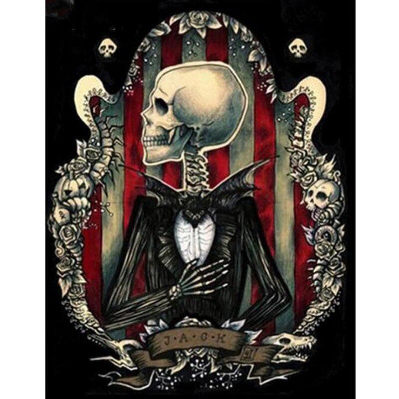 Diy 5D Mosaic Kits Diamond Painting Cross Stitch Jack Skull Man Full Round Diamond Embroidery 20X30CM