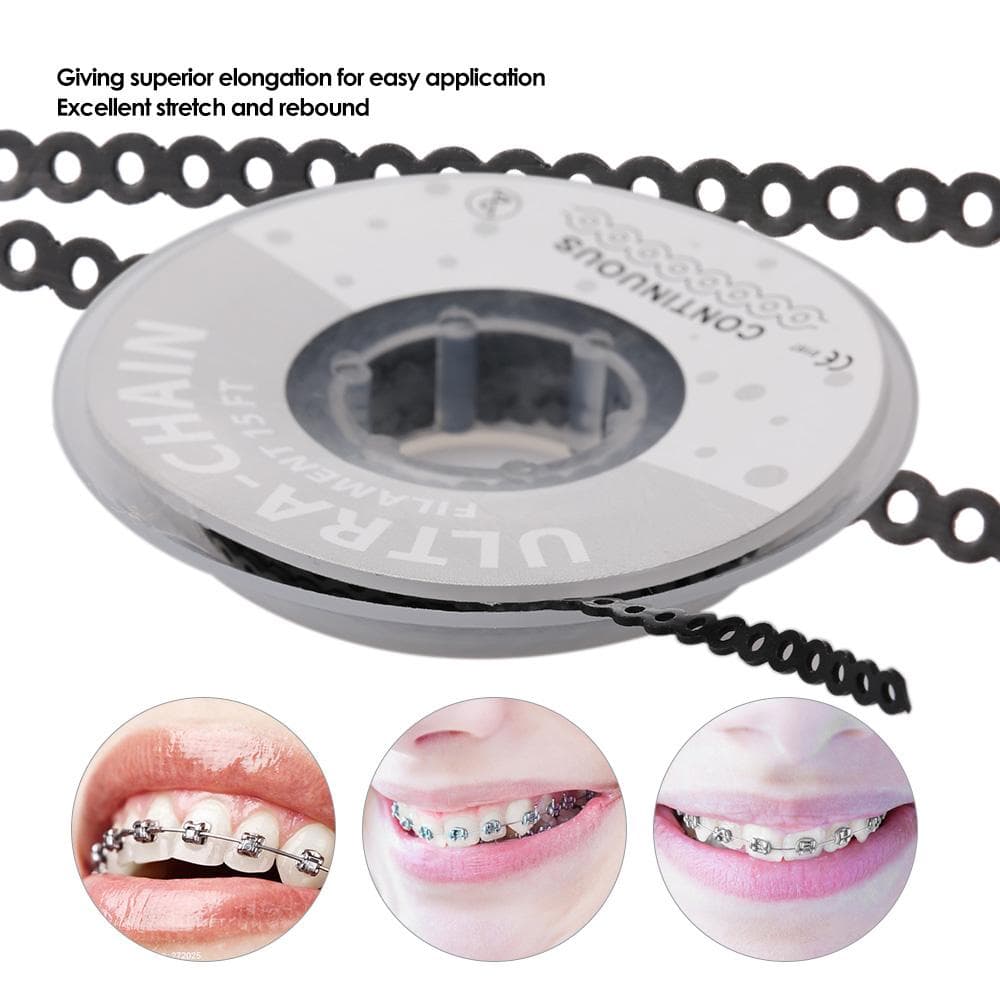 Dental Rubber Spool High Strength Dental Orthodontics Materials Elastic Ultra Power Chains black