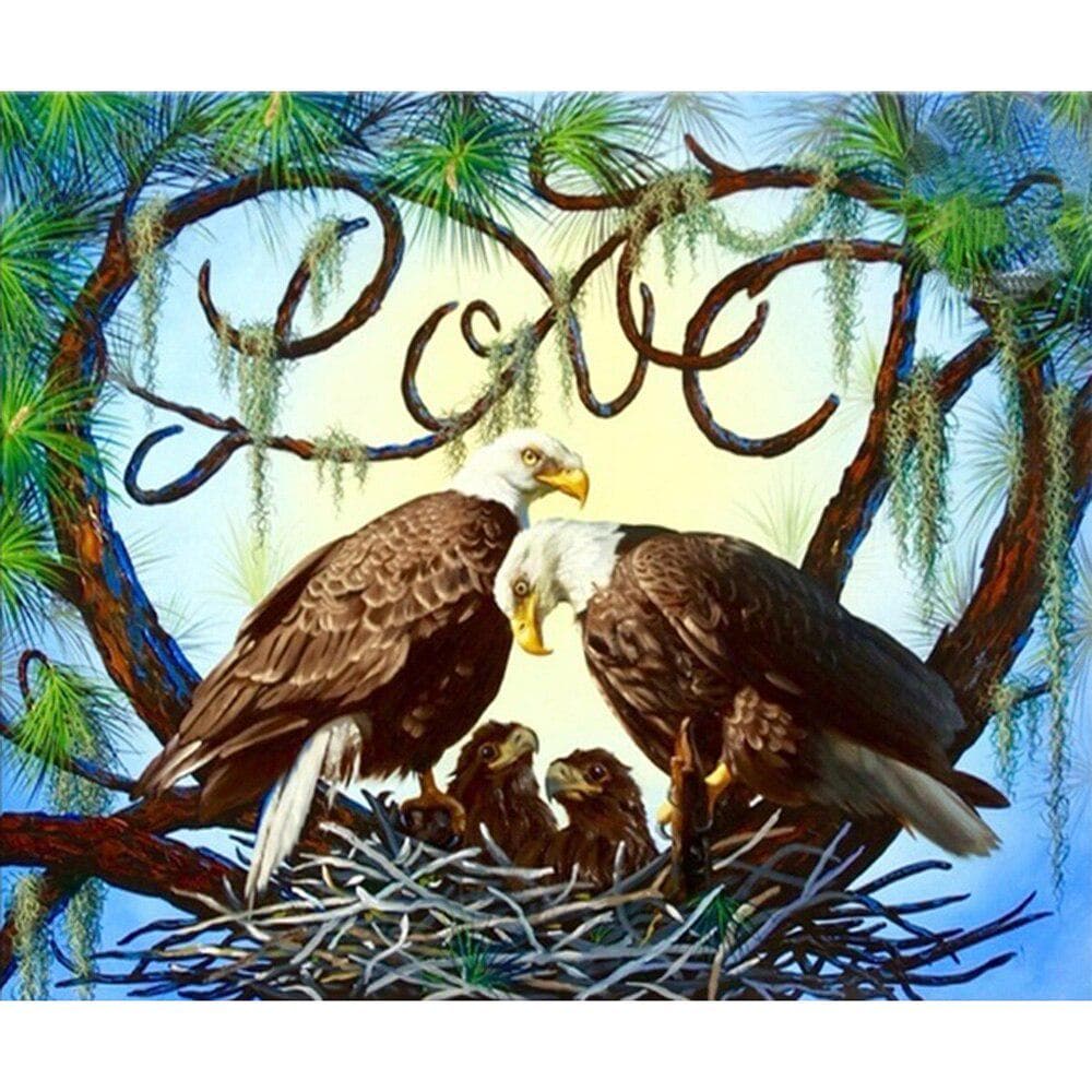 5D Diamond Painting Two hawks Diamond Embroidery Cross Stitch Rhinestone Mosaic Painting 20X30CM