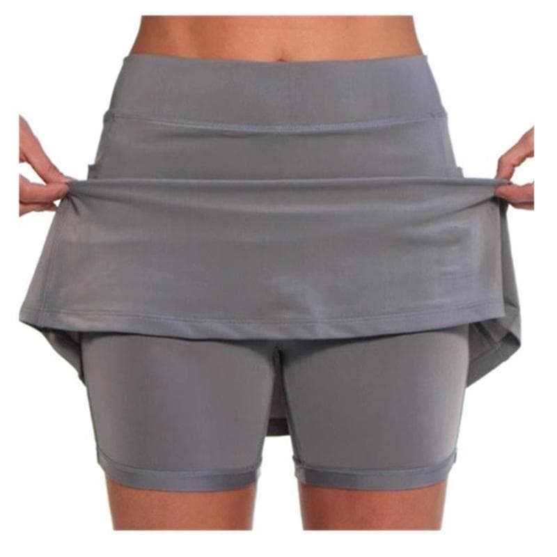 Women's Shorts Athletic Solid Color Culottes with Pockets Casual Summer Running Tennis Golf Gym Sports Workout Beach Skirt Yoga Pants 4XL grey
