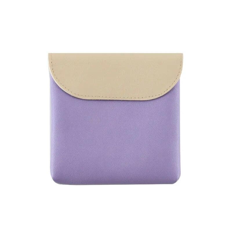 1PC-Girls Sanitary Napkin Pad Pouch PU Leather Tampon Storage Bag Portable Makeup Lipstick Key Earphone Data Cables Travel Organ purple