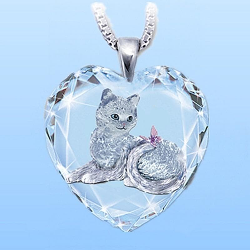 Cute Cat Heart-shaped Pendant Necklace Necklace Personality Playful Kitten Pendant Birthday Anniversary Jewelry Gift