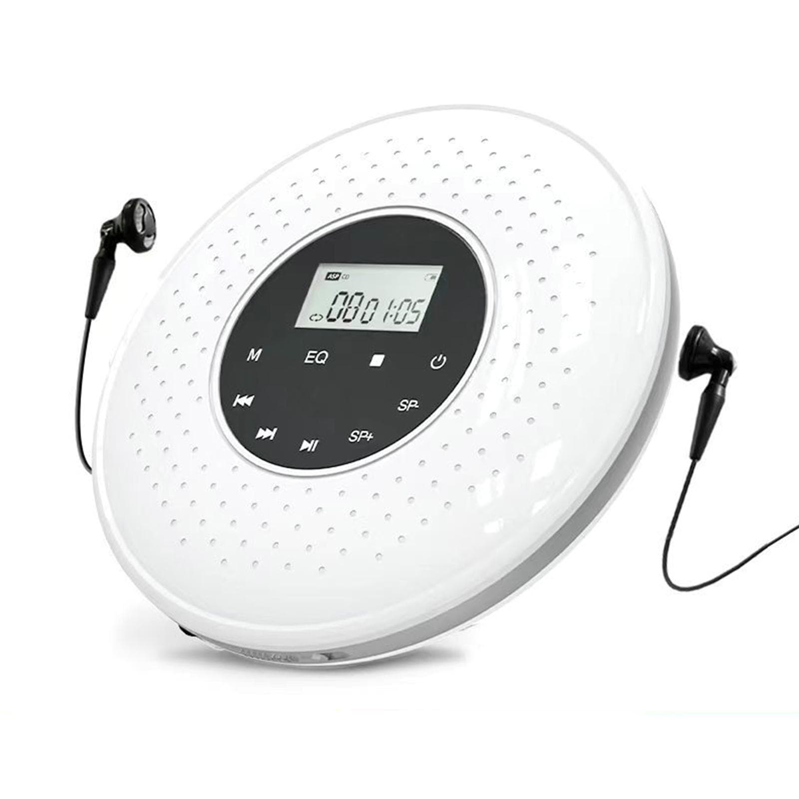 Portable CD Player with 3.5mm Wired Headphones Support TF Card MP3 Music Player A-B Repeat Function white