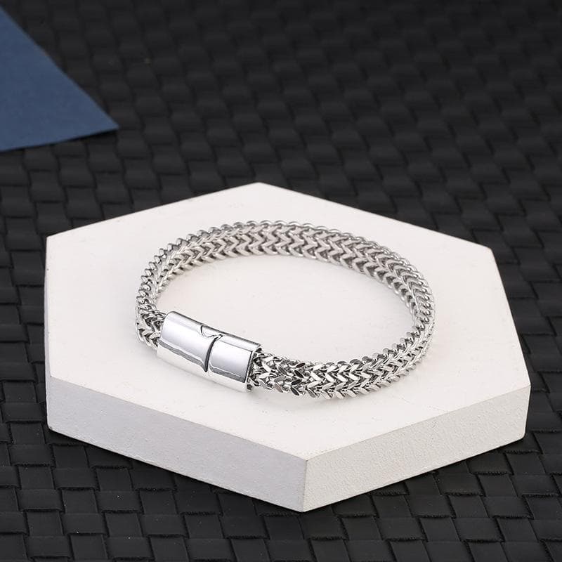 Titanium Steel Snake Chain Magnetic Buckle Men Jewelry Bracelet Bangle Fashion Jewelry 21cm silver