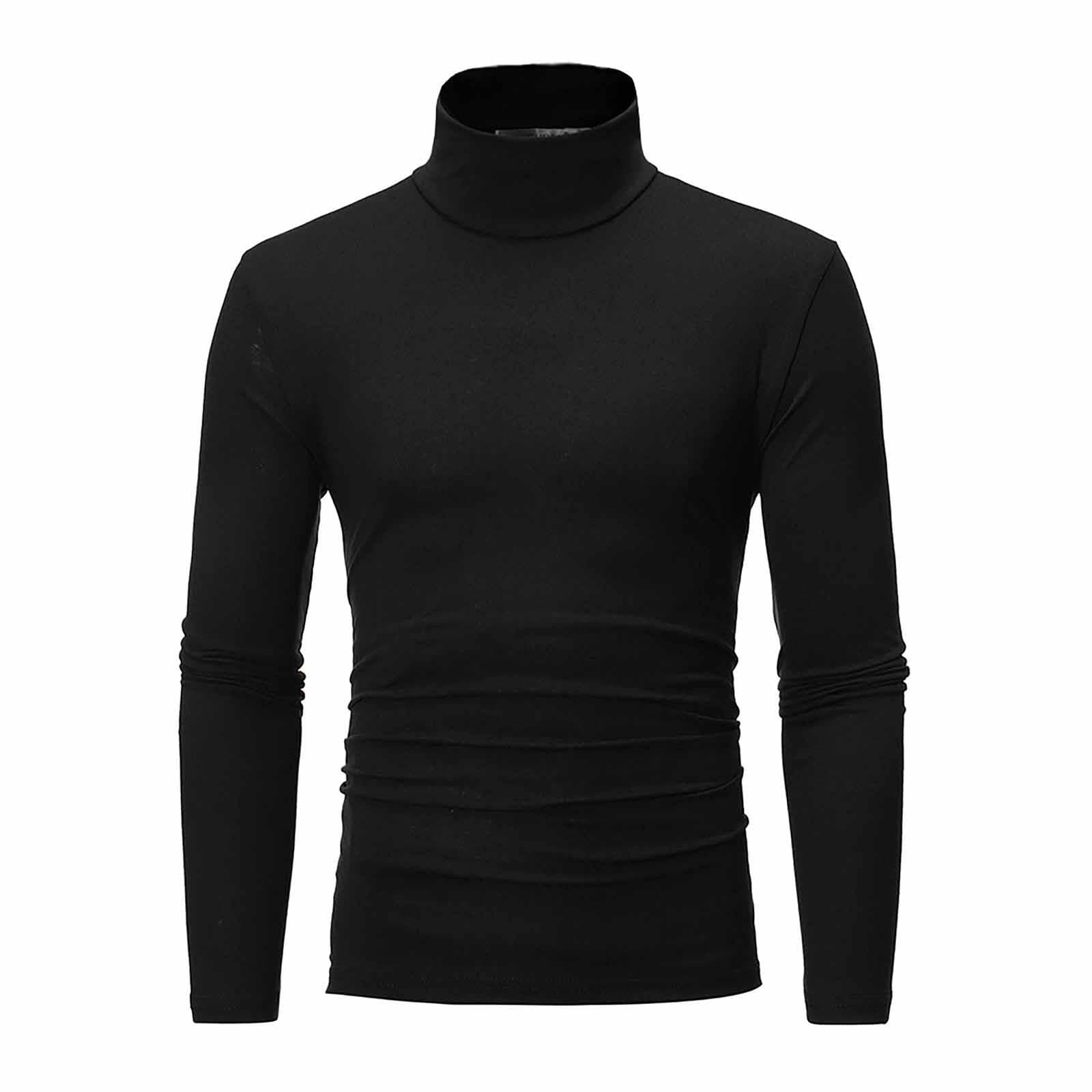 Men's Autumn Winter Turtleneck Long Sleeve Slim Pullover Sweater Blouse Top XXXL black