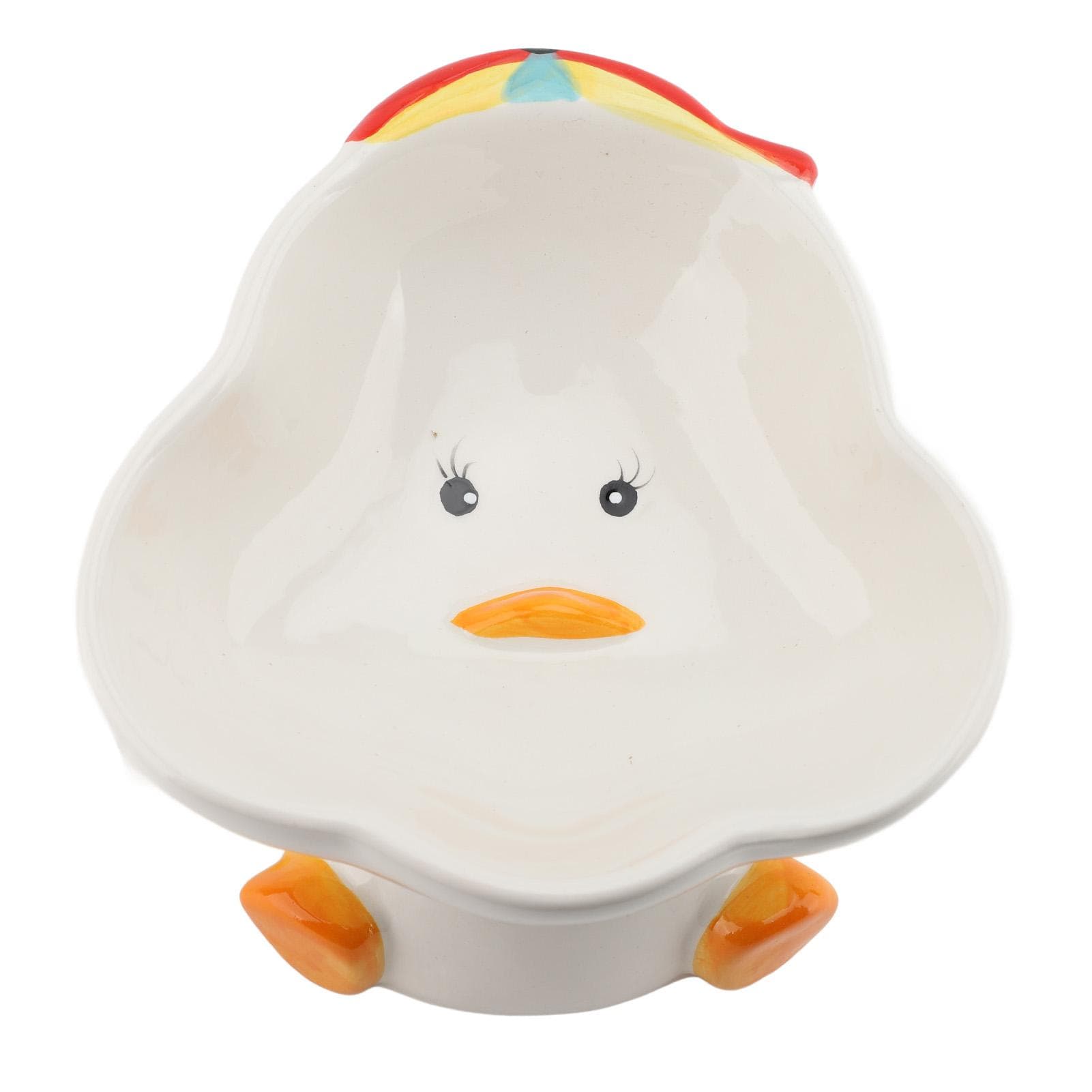 Cartoon Animal Snack Bowl Multifunctional Tip Proof Ceramic Slanted Design Pet Feeding Wide Bowl