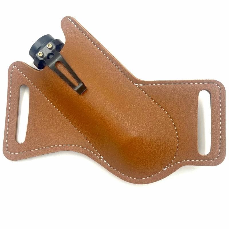 1pcs Leather Anti-scratch Storage Sheath Folding Flick Knife Waist Belt Clip Holder Pocket Knives Pack Tools for Camping brown