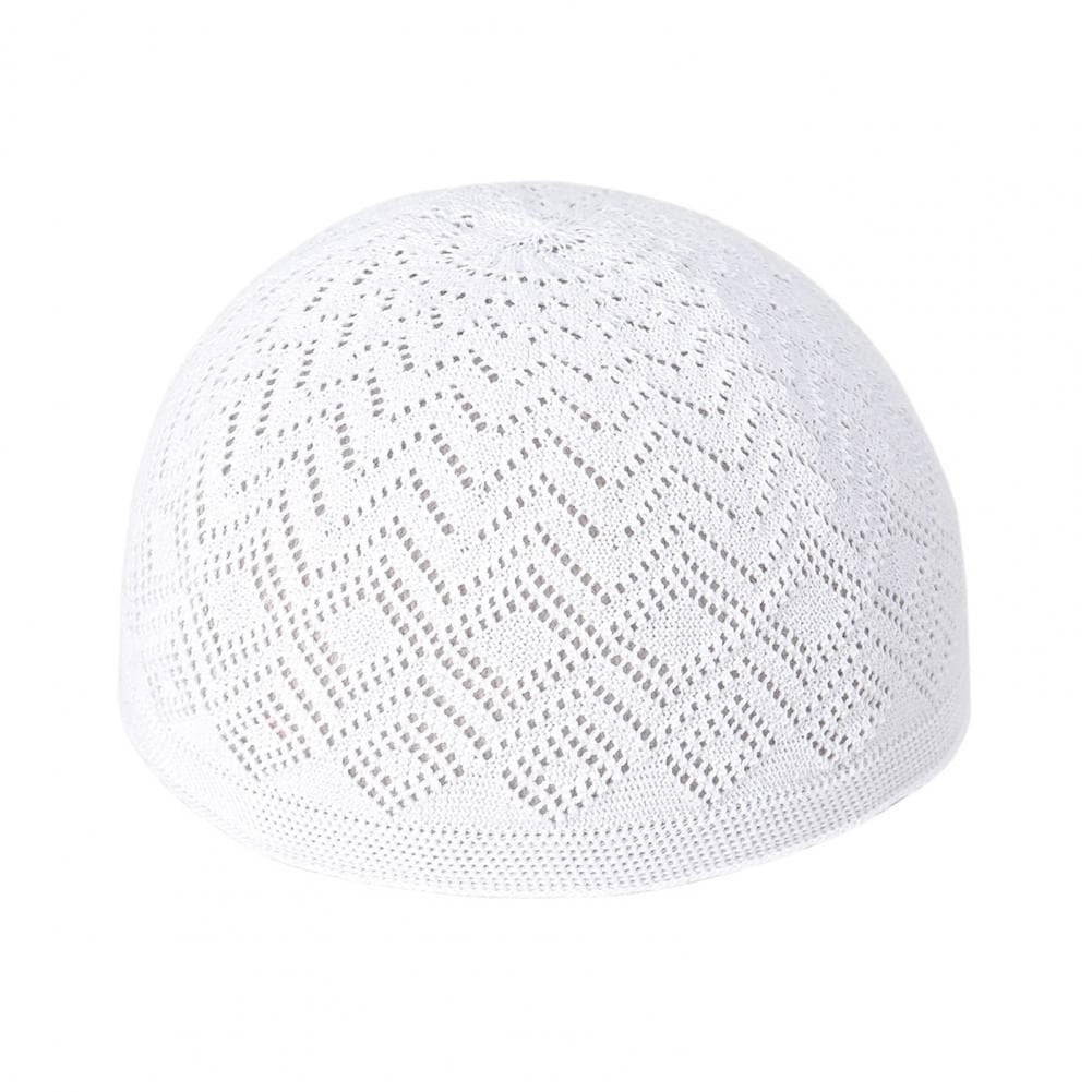 Men Hat Hollow Out Good Breathability Solid Color Dome Stretchy Knitted Thermal Anti-slip Fall Winter Beanie Outdoor Cycling Wor white