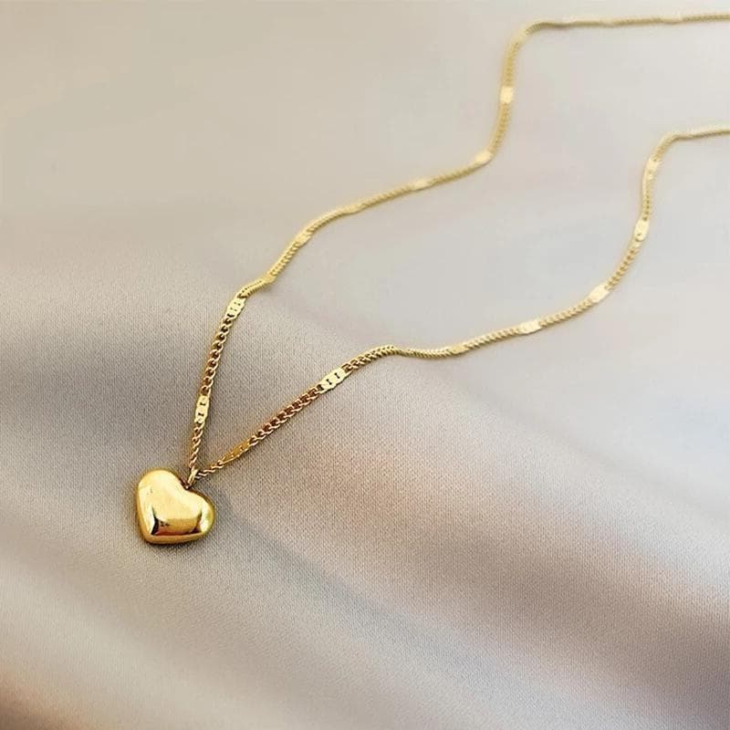 New Simple and Sweet Couple Love Necklace Lock Geometric Heart-shaped Accessories Light Luxury Temperament Bone Chain