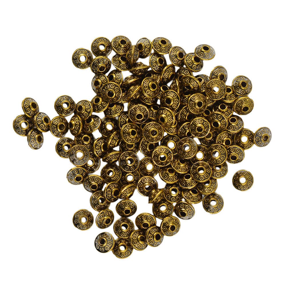 100 Pcs Vintage Pattern Spacer Beads Cone Loose Beads Jewelry DIY Making 0.26x0.16inch gold