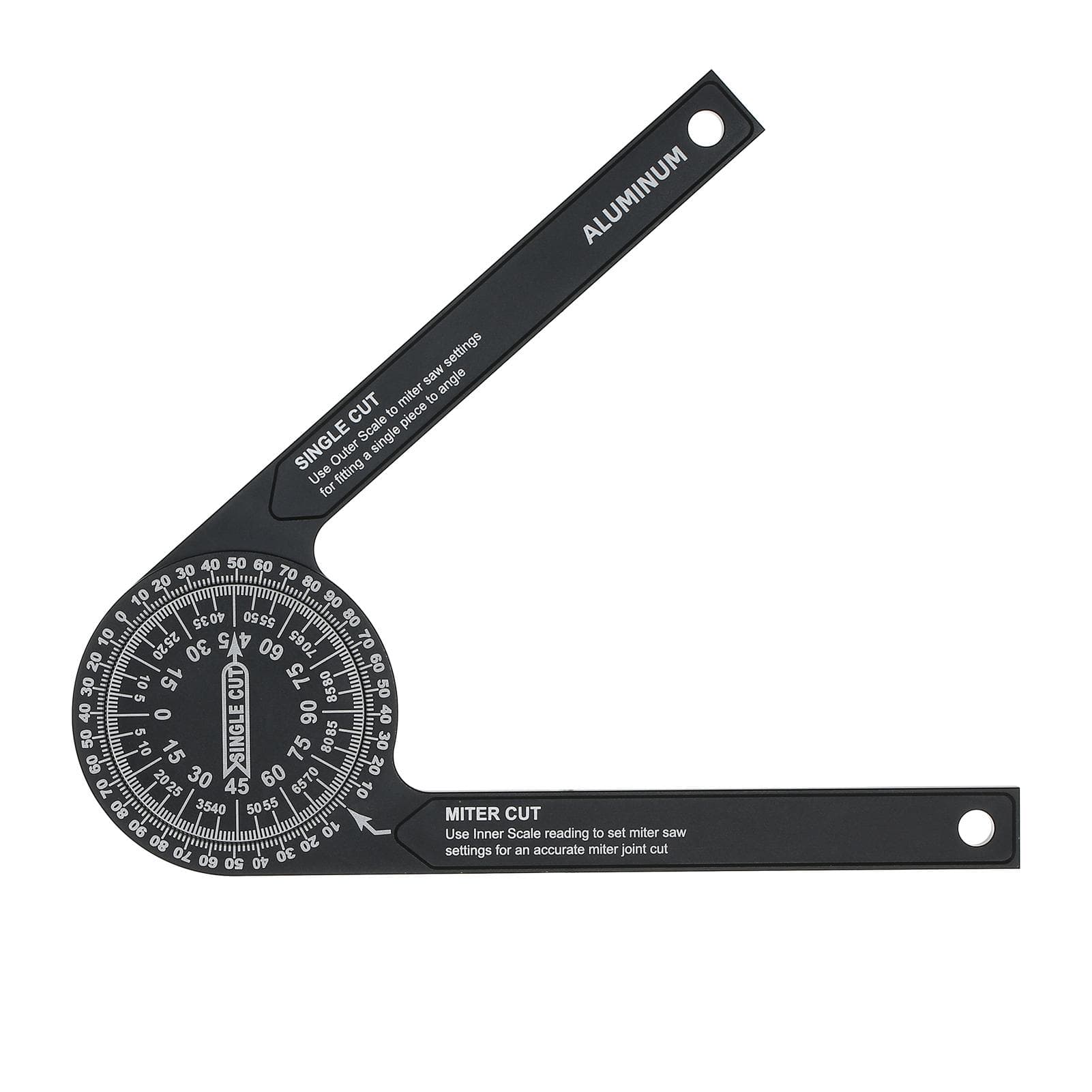 7-inch Miter Saws Protractor Rust Proof Aluminum Alloy Accurate Reading Scales Inside & Outside black