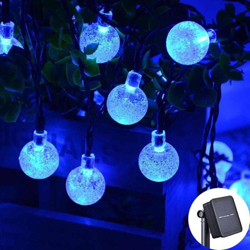 Solar String Lights Outdoor LED Crystal Globe Ball Light with 8 Modes Waterproof Solar Powered Patio Light for Garden Party Wedding Decor 12M100LED blue