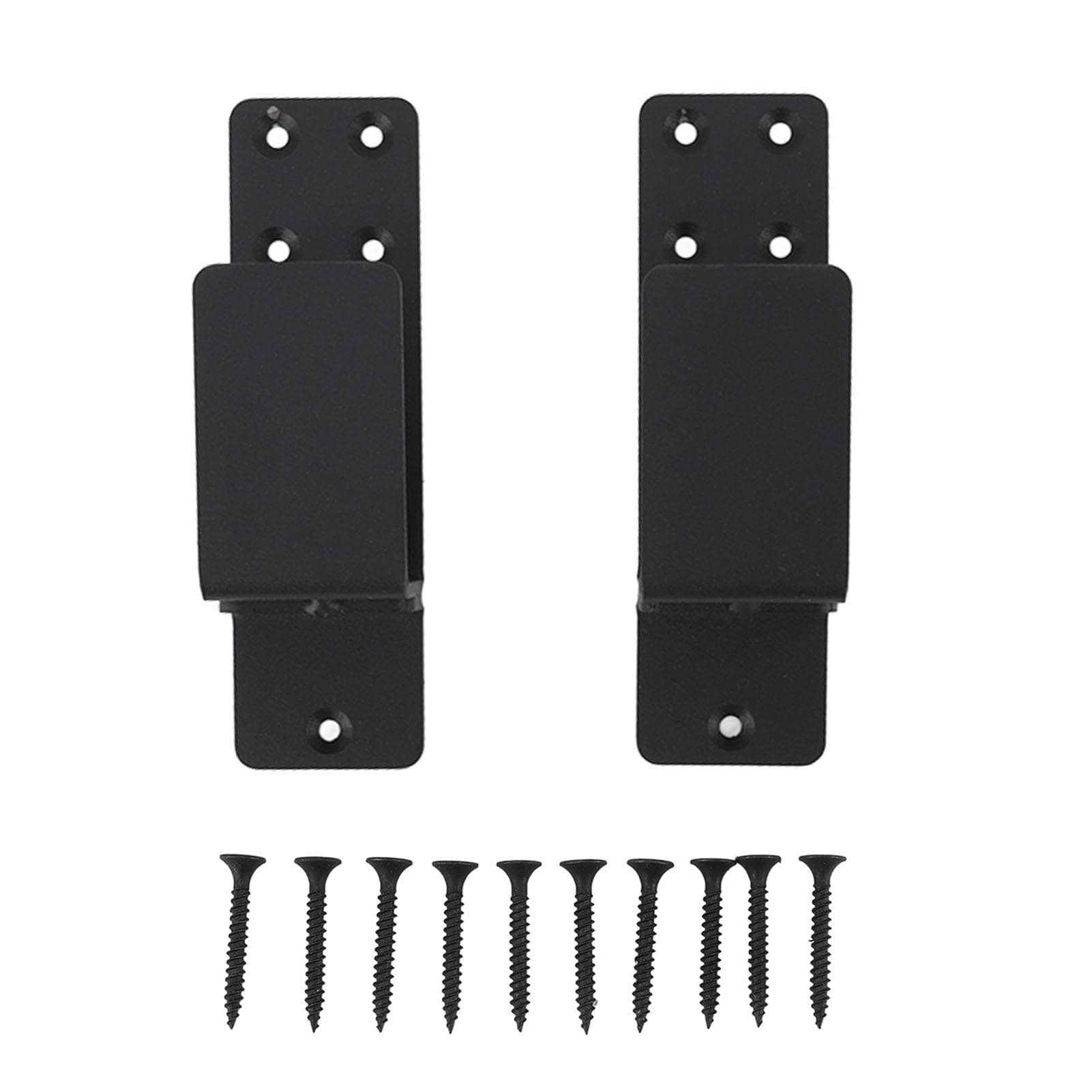 2PCS Door Barricade Brackets Open Bar Holder Carbon Steel Easy Installation U Bracket for Garage black