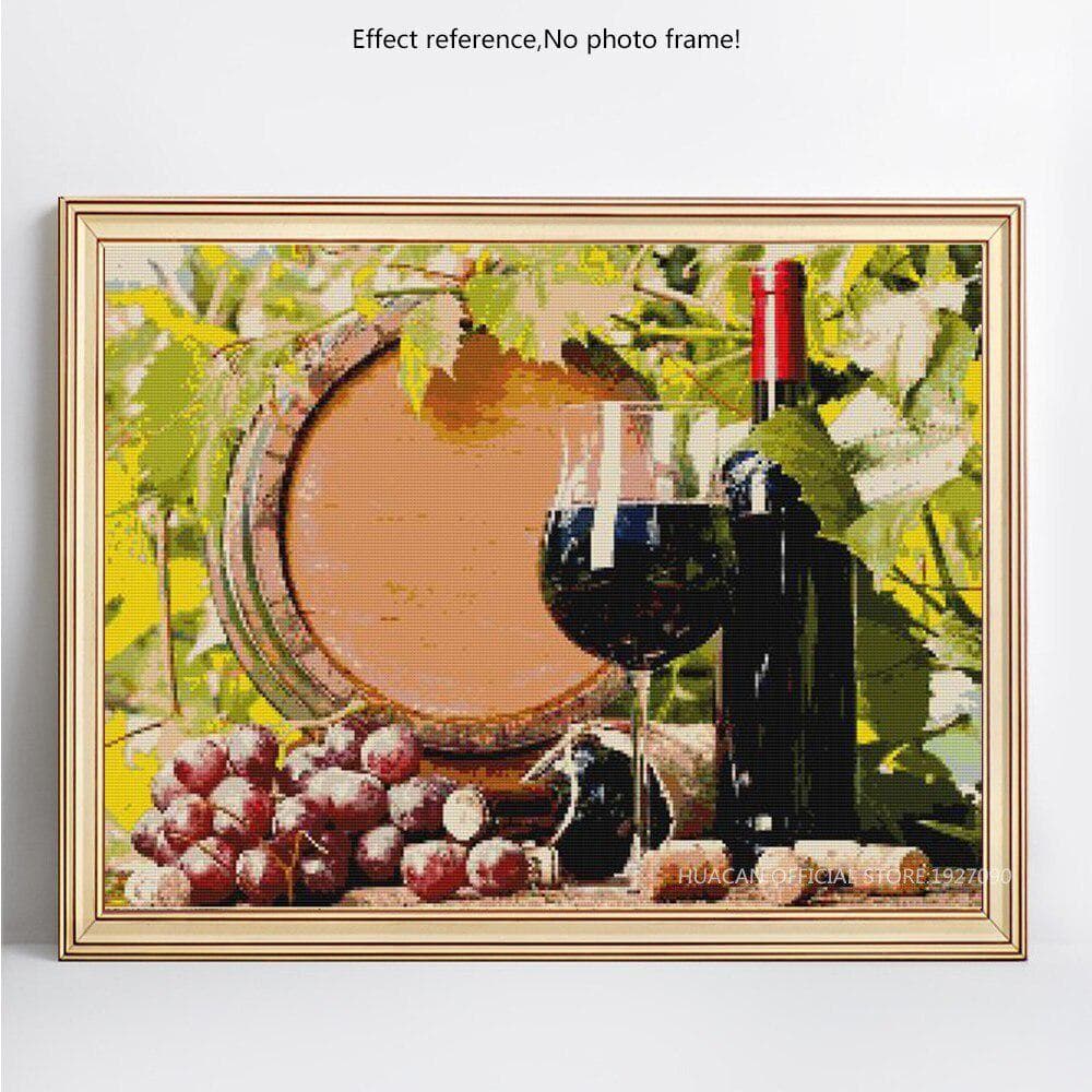 Diamond Embroidery Red Wine Full Round Rhinestone 5D DIY Diamond Painting Cross Stitch 20X30CM