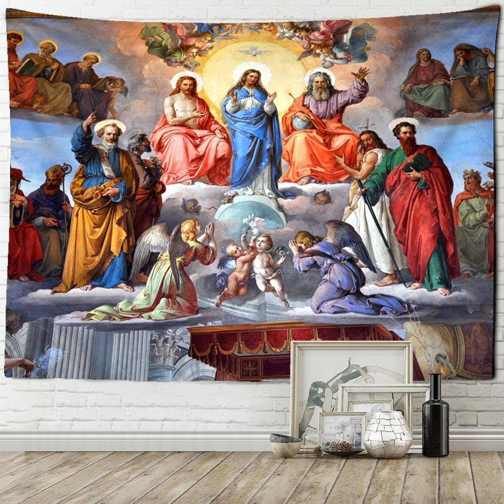 Jesus Angel Kids Tapestry Wall Hanging Religion Vintage Art Mystic Hippy Tapez Home Decor Background Fabric 400x220cm