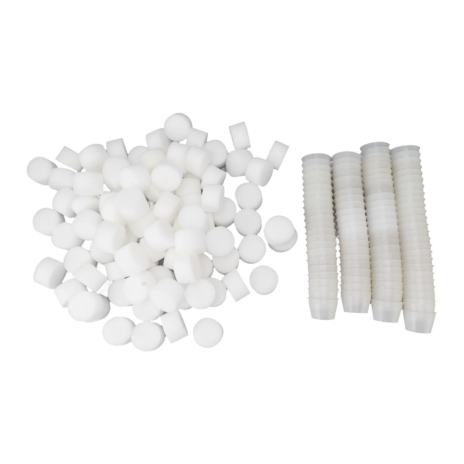 100PCS Net Cups with 100PCS Sponges Plastic Breathable Bottomless Garden Plant Net Pot Bucket white