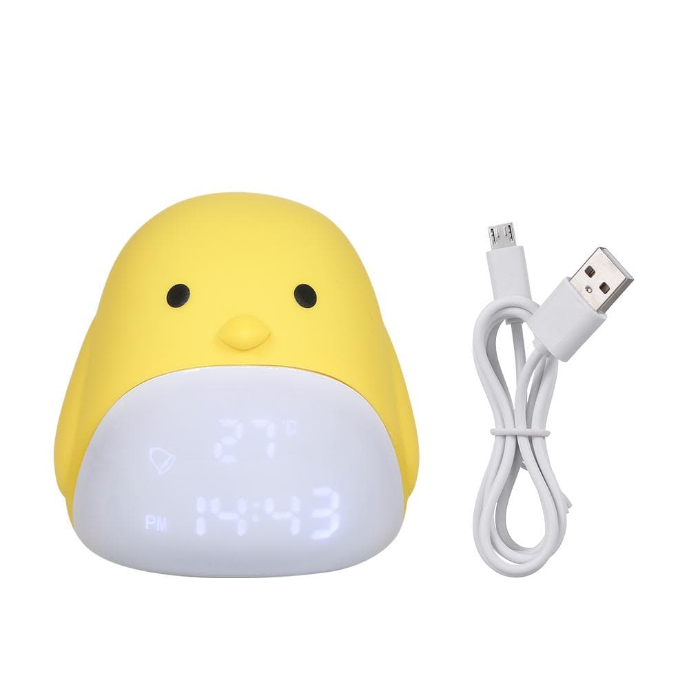 Chick Digital Alarm Clock USB Charging Night Light Three Brightness Levels white