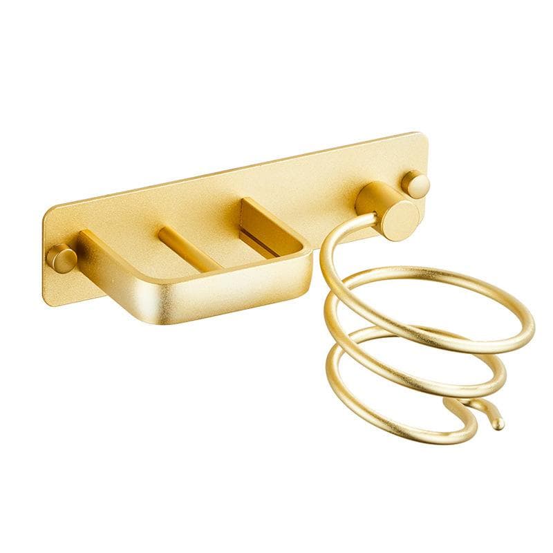 1 set of bathroom hair dryer rack, bathroom storage rack, household storage hair dryer stand, light luxury style, golden curling golden