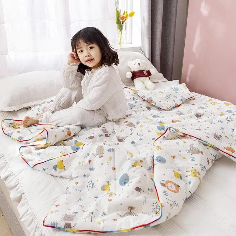 New Waffle Yarn Cotton Children's Summer Quilt Double Layer Yarn Airable Cover 120x150cm