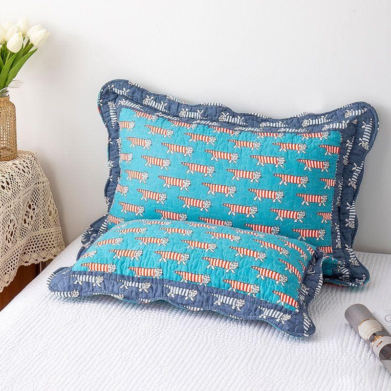 Pure Cotton Plain Weave Thick Cotton Pillowcase Pillow Core Adult Removable Washable Quilted Double Cartoon Countryside Style 60*40-2pcs