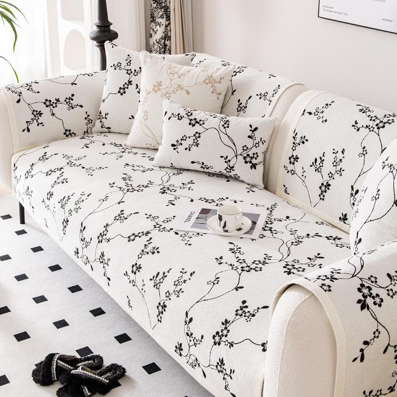 French Sofa Cushion Chenille Universal Sofa Cushion Are Plum Blossom Jacquard Anti Slip Sofas Cover Dust for Household Use Cover 70x70cm 1pcs