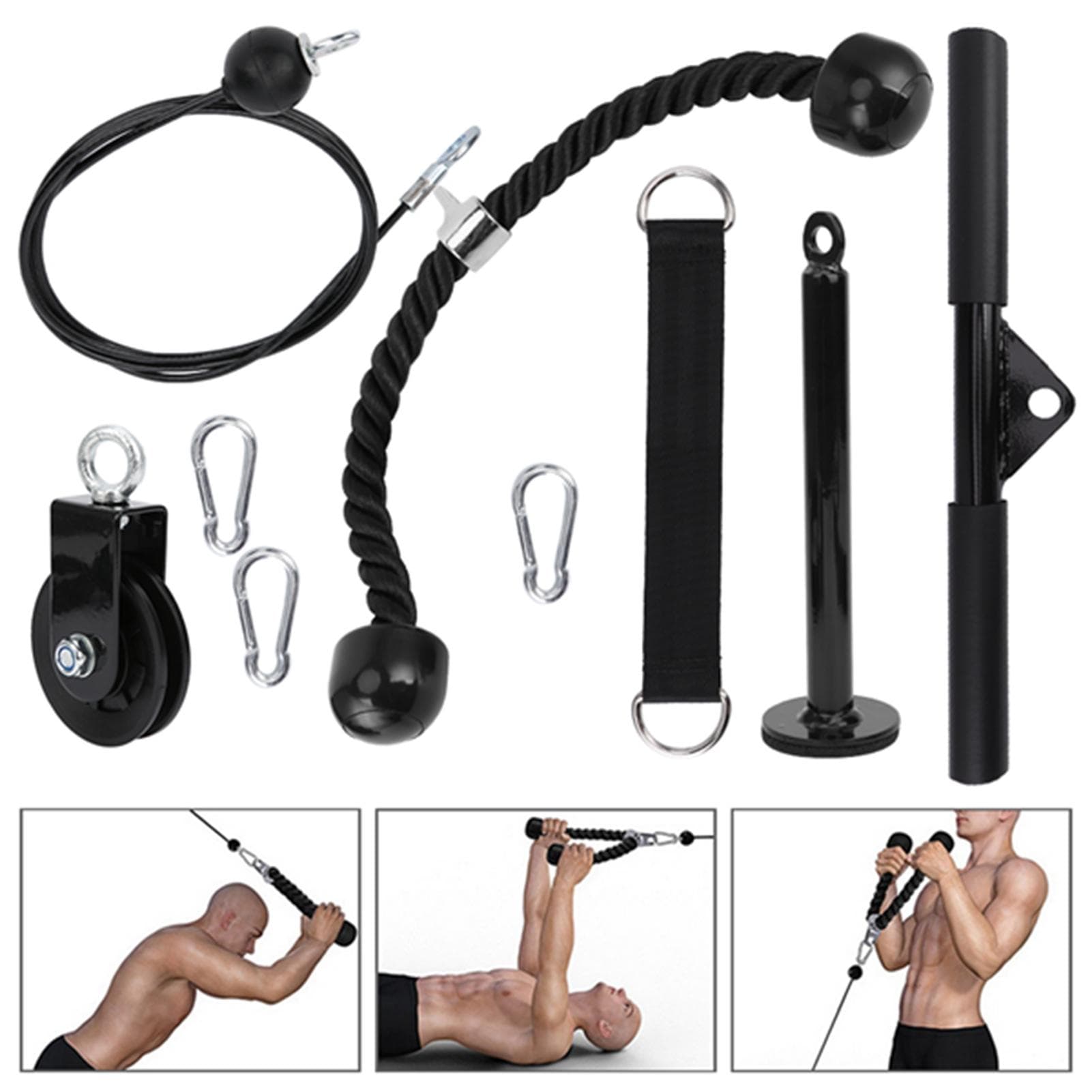 9PcsSet DIY Fitness Equipment Set Home Exercise Arm Strength Training Rope Pulley System