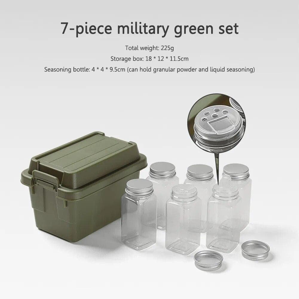 Seasoning Bottle Set Storage Box Portable Travel Camping Seasoning Dispenser Set Stackable Organizer Mini Desktop Storage Case green