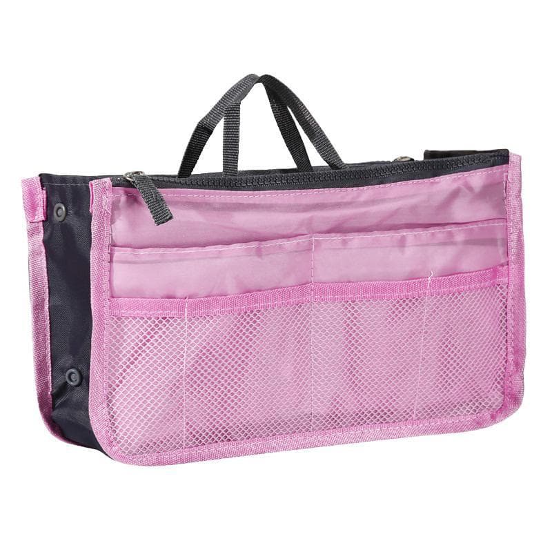 1PCS Double Zipper Bag Handbag Wallet Pocket Multifunctional Organizing Storing Handbag Women's Cosmetics Storage Bags pink