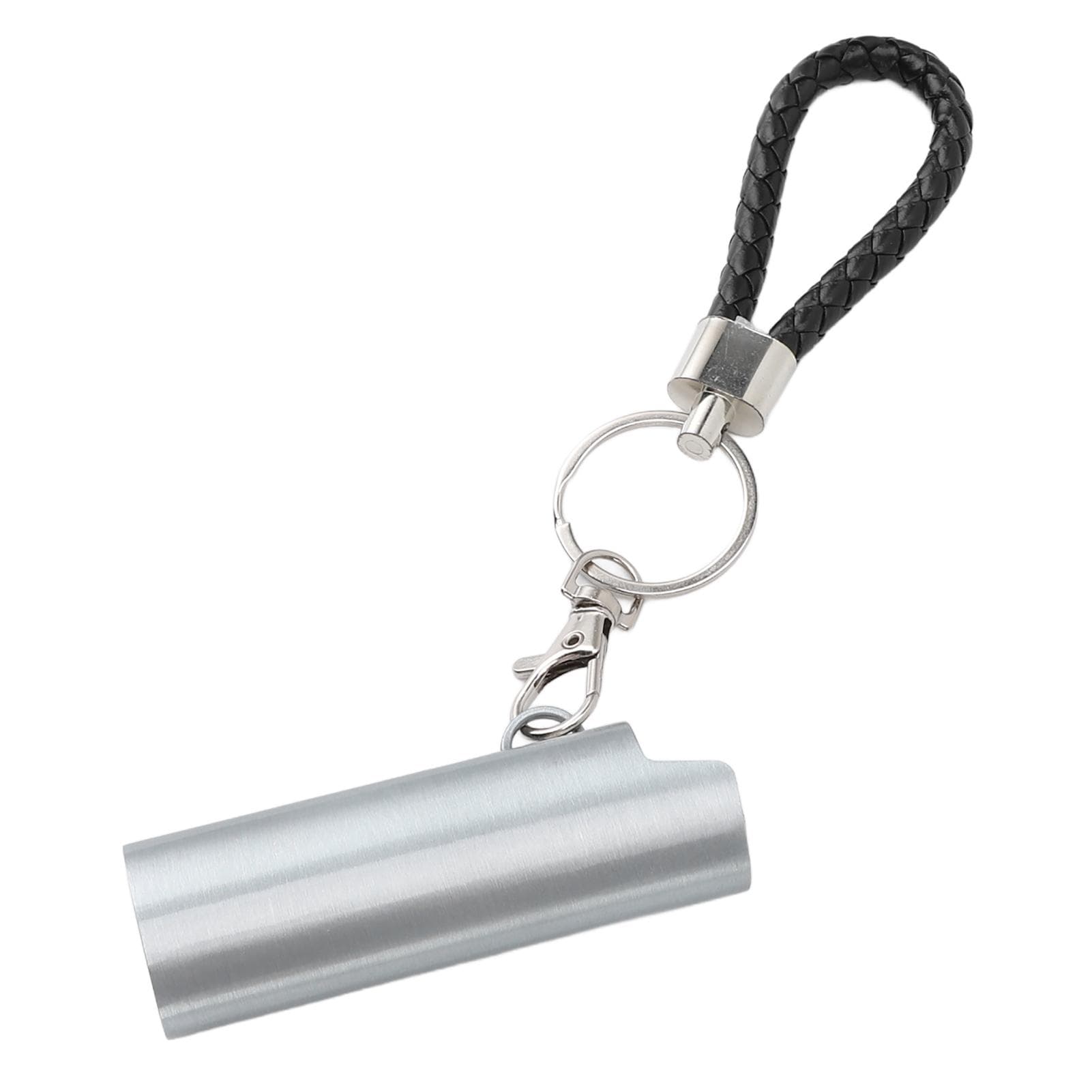 Lighter Holder Keychain with Spring Clip Retractable Metal Portable for Backpack Pocket Silver silver
