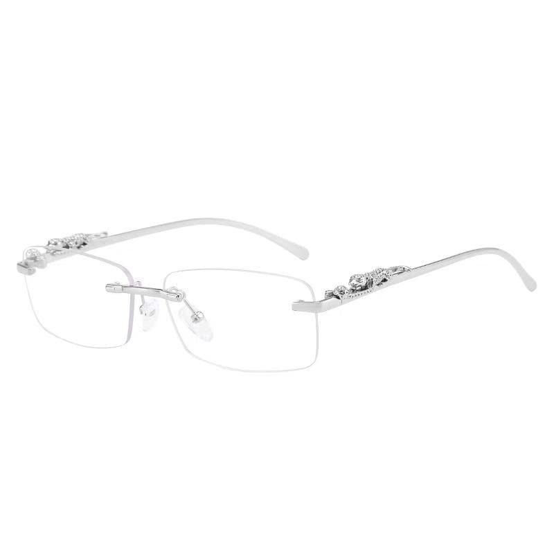 1PC Unisex Metal Rimless Glasses Square Frame Clear Glasses For Cheetah decoration Animal Accessories Street Snap