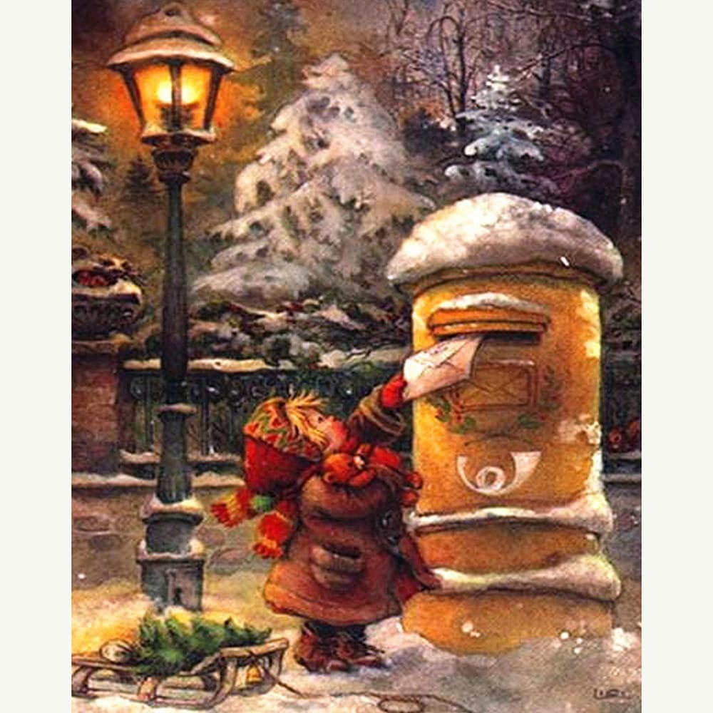 Cross Stitch DIY Diamond Embroidery Children Mailbox Full Round Diamond Painting Mosaic Home Decor 20X30CM