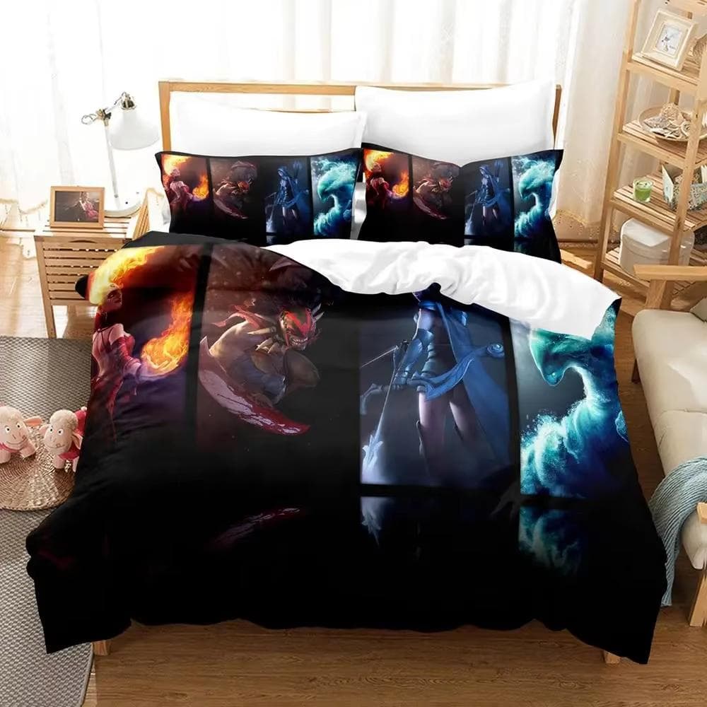3d Print Game Dota 2 Bedding Set Single Double Queen King Size Duvet cover Anime Bedclothes for Adults Quilt Cover Pillowcase AU Single 140x210cm