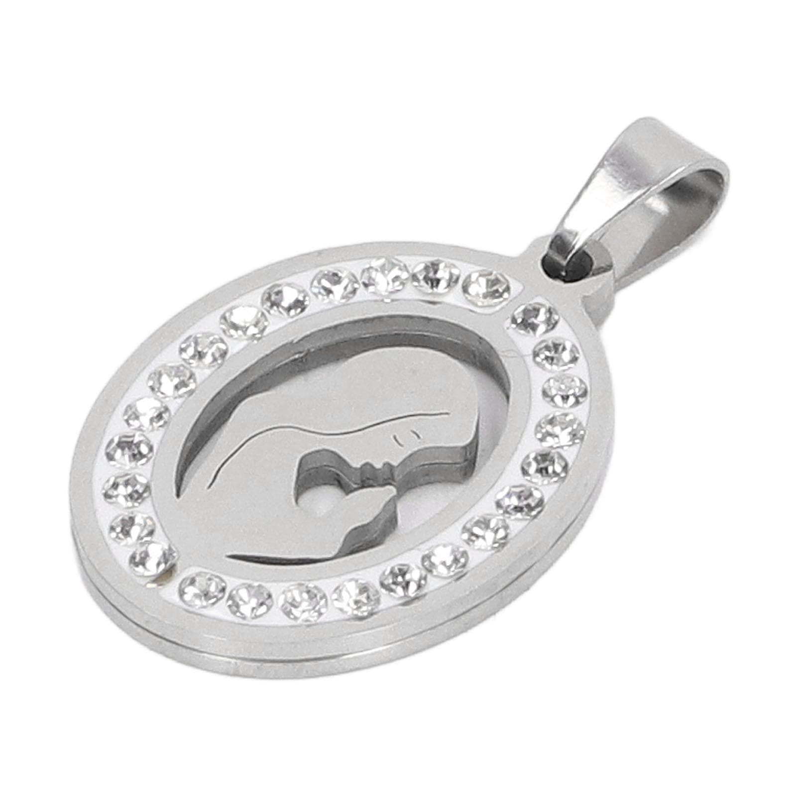 Virgin Mary Pendant Exquisite Carving Titanium Steel Virgin Mary Jewelry for Men Women Daily Wear silver