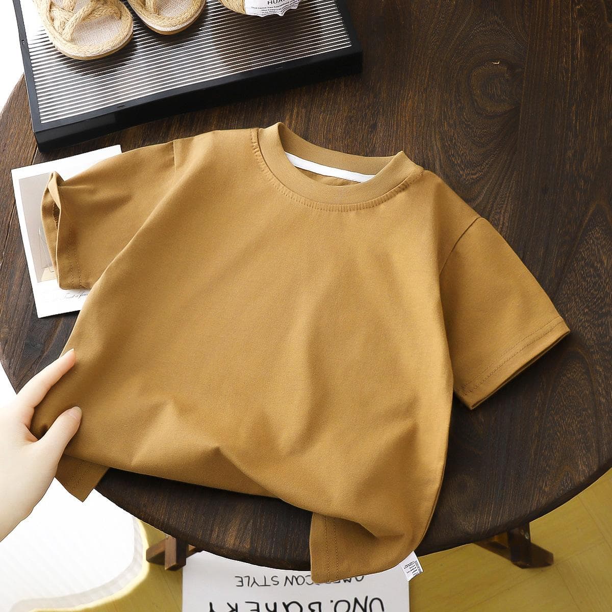 Children's 100% Cotton T-Shirt Soft Breathable Summer Casual Top White Red Black T-Shirt Girls' Summer Baby Clothes 100cm coffee
