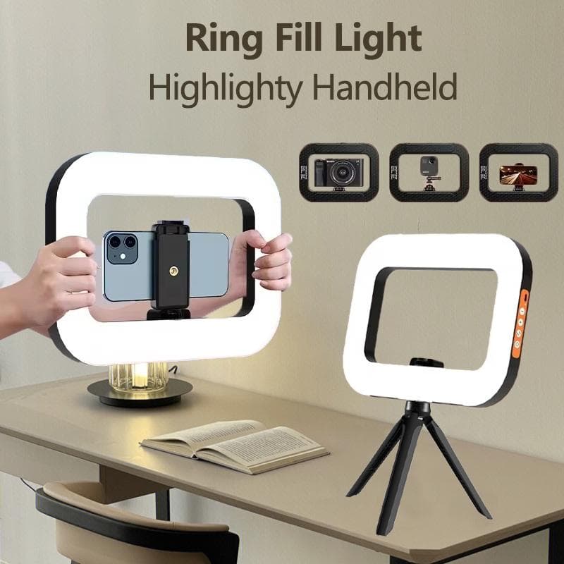 Rechargeable LED Selfie Ring Light with Adjustable Brightness for Phone Video Live Streaming Makeup Photography Desktop Fill Light Without bracket