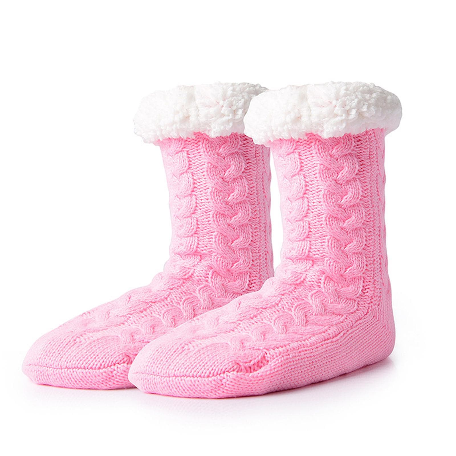Women Plush Socks Thick Warm Non-Slip Breathable Soft Autmn Winter Home Socks pink