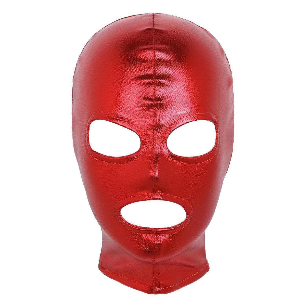 Unisex Latex Full Cover Zentai Hood Mask Open Eye Mouth Face Cover Costume red