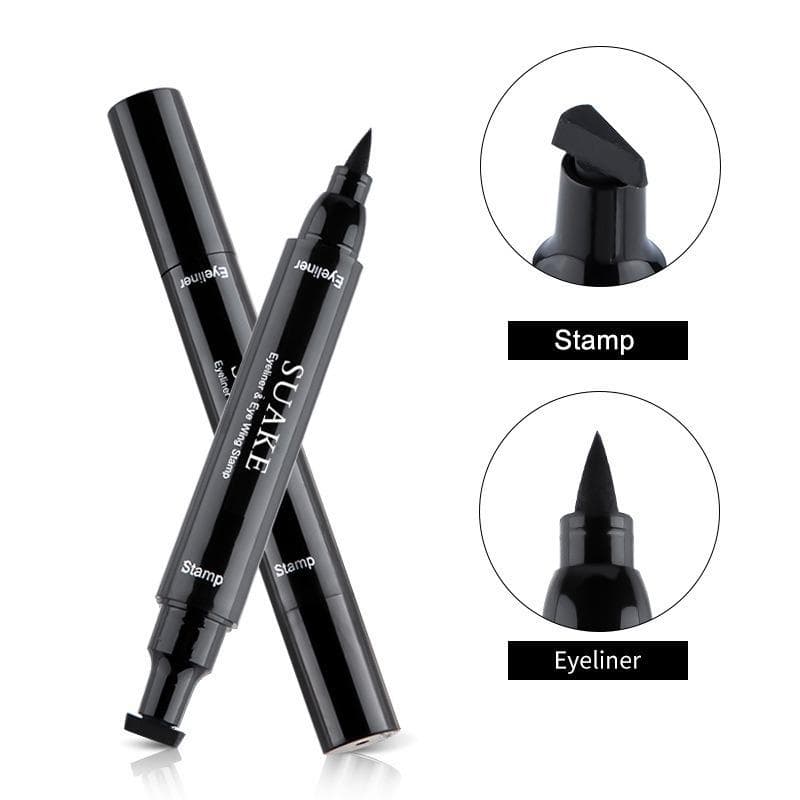 2 in 1 Wings Stamp Eyeliner Pen Double Head Seal Eyeliner Pen Lazy Man Two In One Wing Seal Eyeliner Liquid Pen Makeup Cosmetics 1 PC black