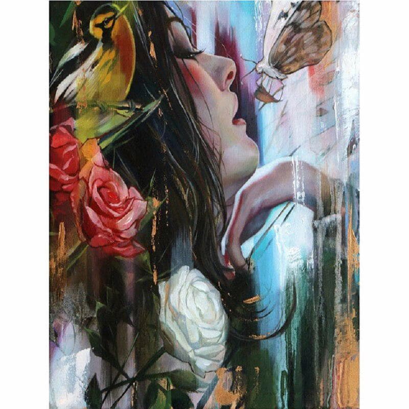 Full Round Beauty and Rose 5d Diy Diamond Painting Cross Stitch Diamond Embroidery 20X30CM
